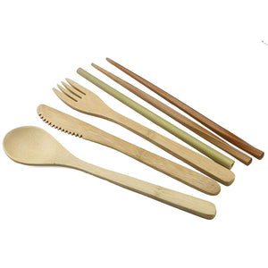 7-Piece Wooden Flatware Cutlery Set Bamboo