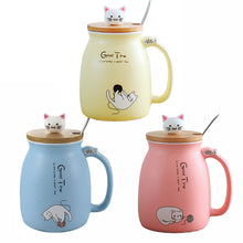 Load image into Gallery viewer, Color Cat heat-resistant Mug cartoon with lid