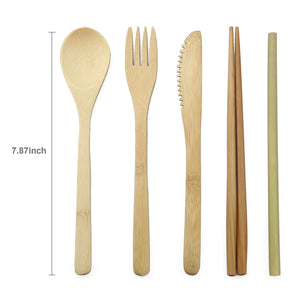 7-Piece Wooden Flatware Cutlery Set Bamboo