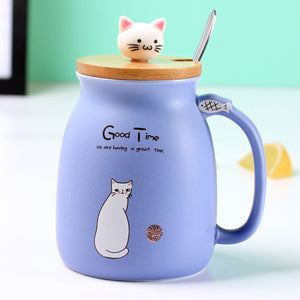 Color Cat heat-resistant Mug cartoon with lid