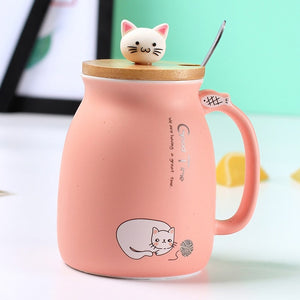 Color Cat heat-resistant Mug cartoon with lid