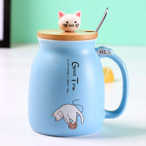 Color Cat heat-resistant Mug cartoon with lid