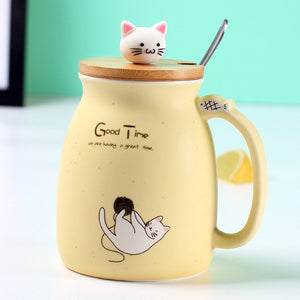 Color Cat heat-resistant Mug cartoon with lid